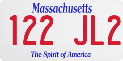 MA license plate 122JL2
