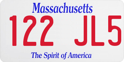 MA license plate 122JL5
