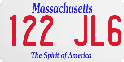 MA license plate 122JL6