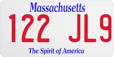 MA license plate 122JL9