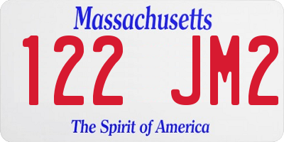 MA license plate 122JM2