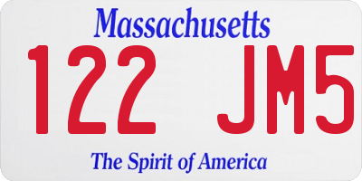 MA license plate 122JM5