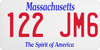 MA license plate 122JM6