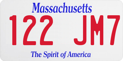 MA license plate 122JM7