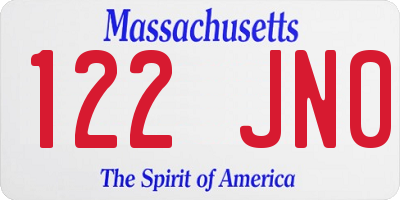 MA license plate 122JN0
