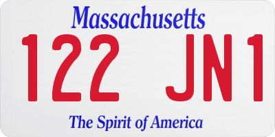 MA license plate 122JN1