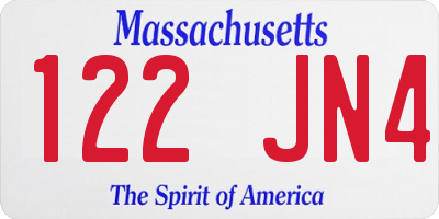 MA license plate 122JN4