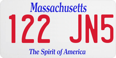 MA license plate 122JN5