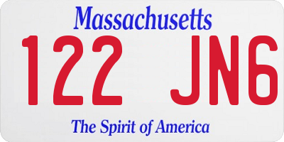 MA license plate 122JN6