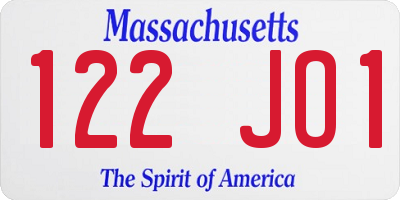 MA license plate 122JO1