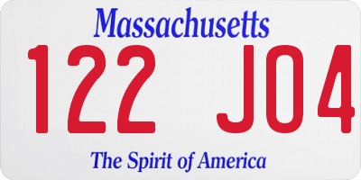 MA license plate 122JO4