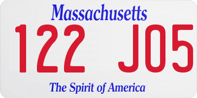 MA license plate 122JO5