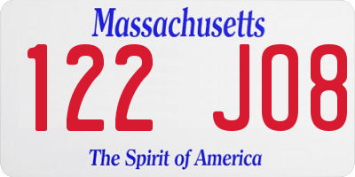 MA license plate 122JO8
