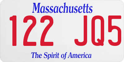 MA license plate 122JQ5