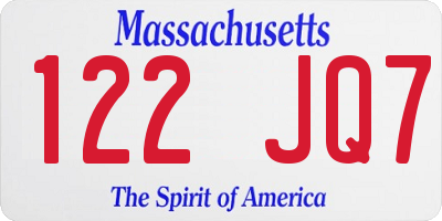 MA license plate 122JQ7