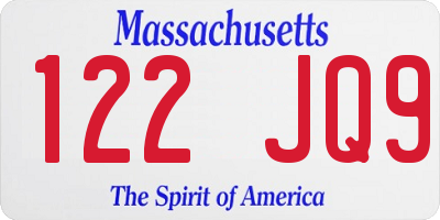 MA license plate 122JQ9