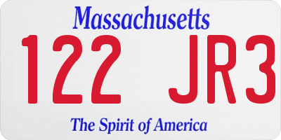 MA license plate 122JR3