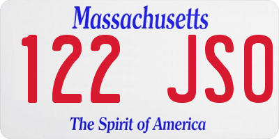 MA license plate 122JS0