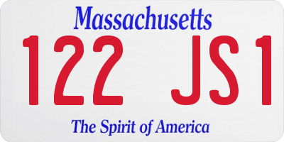 MA license plate 122JS1