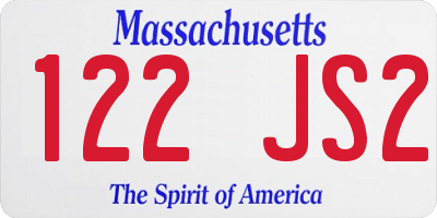 MA license plate 122JS2