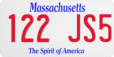 MA license plate 122JS5