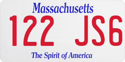 MA license plate 122JS6