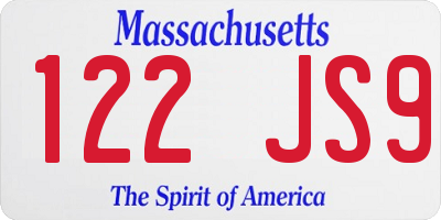 MA license plate 122JS9