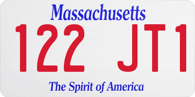 MA license plate 122JT1