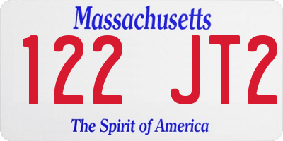 MA license plate 122JT2