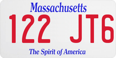 MA license plate 122JT6