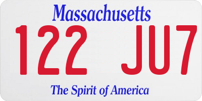 MA license plate 122JU7