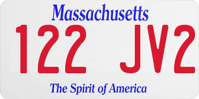 MA license plate 122JV2