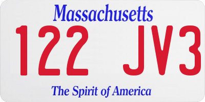 MA license plate 122JV3