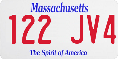 MA license plate 122JV4