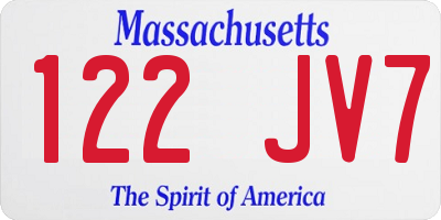 MA license plate 122JV7