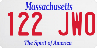 MA license plate 122JW0