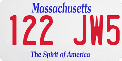 MA license plate 122JW5