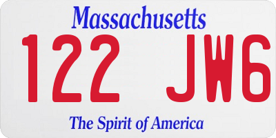 MA license plate 122JW6