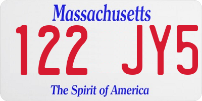MA license plate 122JY5