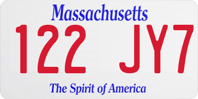 MA license plate 122JY7