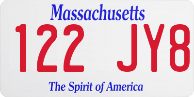 MA license plate 122JY8