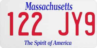 MA license plate 122JY9