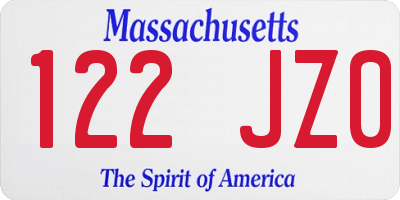 MA license plate 122JZ0
