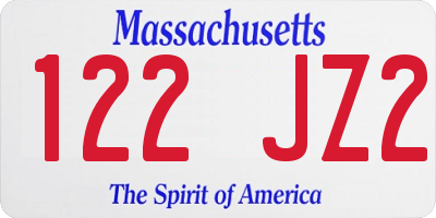 MA license plate 122JZ2