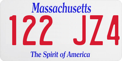 MA license plate 122JZ4