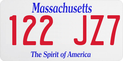 MA license plate 122JZ7