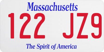 MA license plate 122JZ9