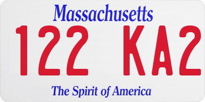 MA license plate 122KA2