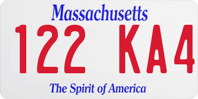 MA license plate 122KA4