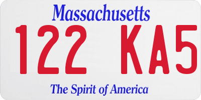 MA license plate 122KA5